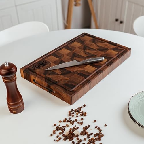Handmade Personalized Walnut End Grain Cutting Board (19x13x2 Inches)