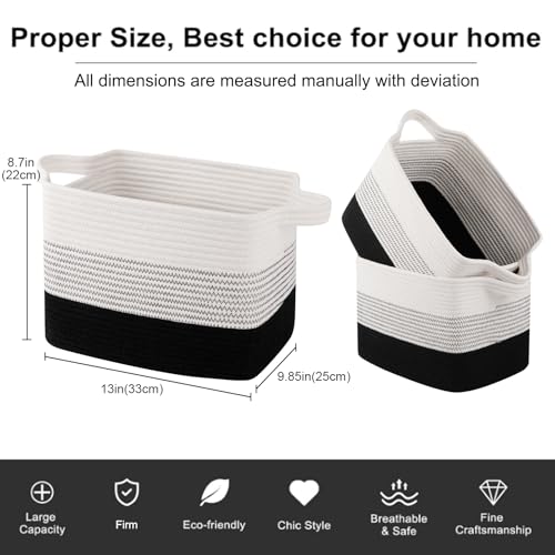 Cotton Rope Storage Baskets for Organizing Gradient Dark 3 (Gradient Dark / 3 pcs-13”x9.9”x8.7”)