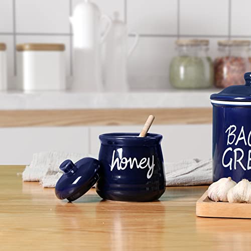 Honey Jar with Dipper and Lid (Navy)