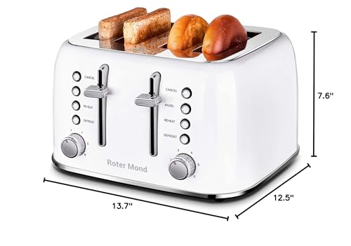 Toaster 4 Slice Retro Stainless Steel with Extra Wide Slots Bagel