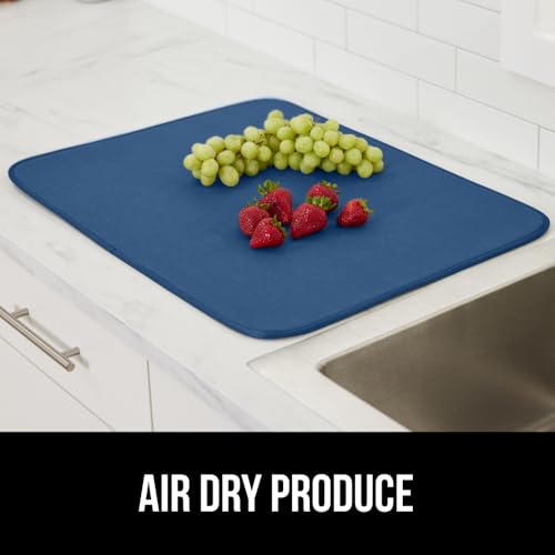 Ultra Absorbent Microfiber Dish Drying Mat (18" x 16" / Microfiber / Blue)