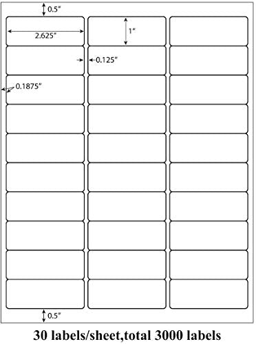 30 up 1 x 2 5 (1" x 2-5/8"(30-UP) / 2000 Sheets)
