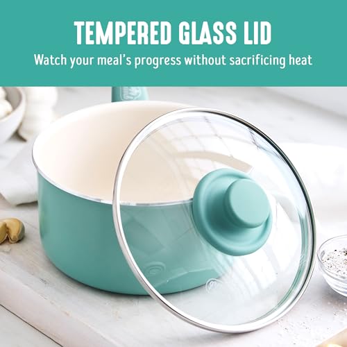 2.5QT Ceramic Nonstick Saucepan with Glass Lid