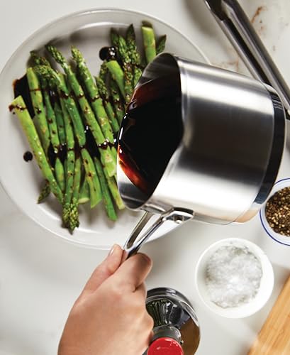 3 Ply Base Stainless Steel Sauce Pan with Pour Spouts (Brushed Stainless Steel / 1.5 Quarts)