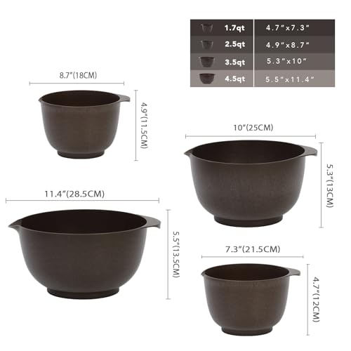 4.5 Quart Large Plastic Mixing Bowls (Brown)