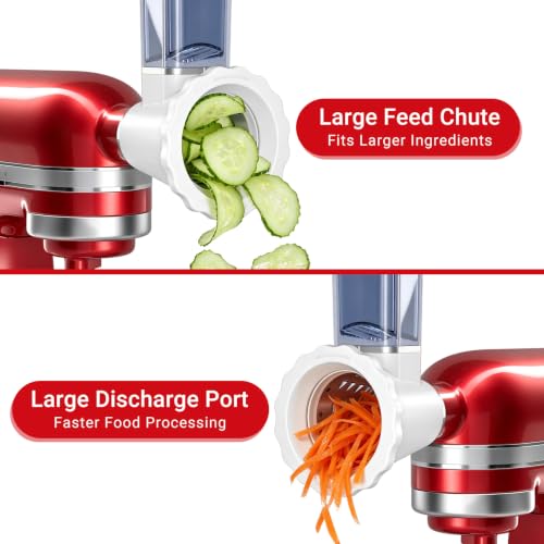 Updated Cheese Grater Slicer Shredder Attachment for KitchenAid Stand Mixers (4 Blades)