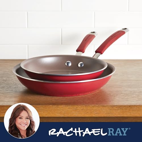 Cucina Nonstick Frying Pan Set (Skillet Set (9.25" & 11") / Cranberry Red)