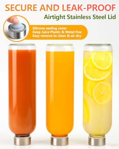 Clear Glass Water Bottles with Stainless Steel Lids 32 oz