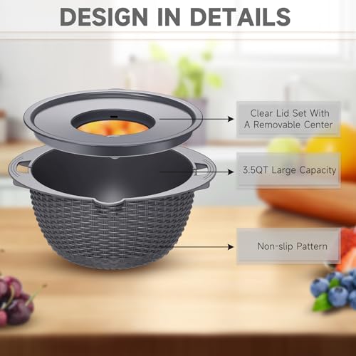 4 1 Colander with Lid Set (Dark Gray)