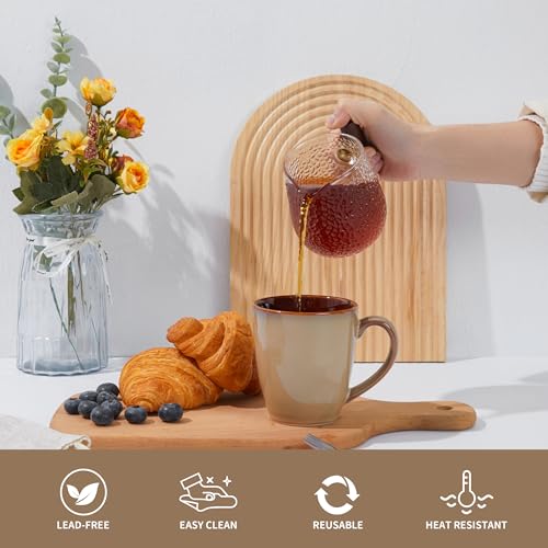 Coffee Mug 14oz (Brown Yellow / 4 Count (Pack of 1))