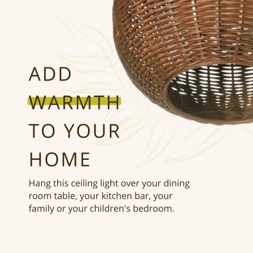 Wicker Ball Pendant Light (Rustic Brown)