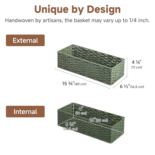 Wicker Toilet Paper Basket for Sage Green Bathroom Decor (Sage Green / 15 ¾"L x 6 ½"W x 4 ¼"H)