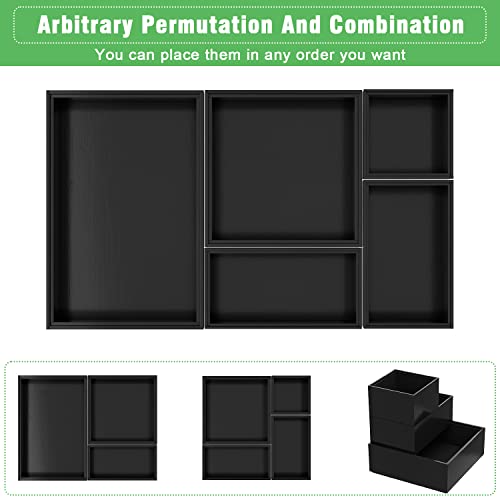 Black Bamboo Bathroom Drawer Organizer (Black)