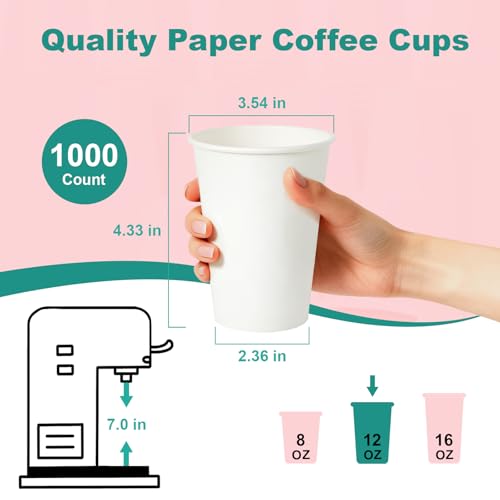 12 oz 100 Pack Disposable Coffee Cups (White- 100pack / 12 oz)