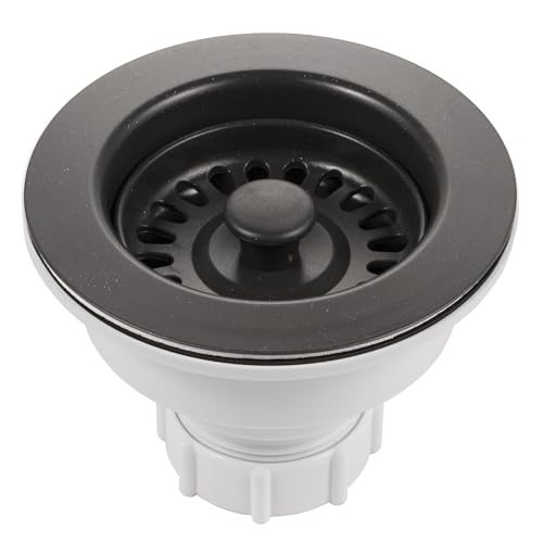 190-9265 - 3-1/2 Inch Matte Black Kitchen Sink Basket Strainer, Durable Food Catcher Stopper for Metal Kitchen Sink, Ideal for Filtering Waste and Preventing Clogs (3.5 Inch - Matte Black)