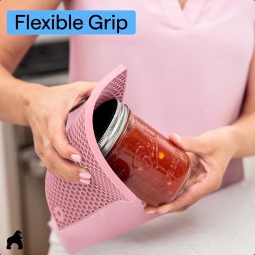 BPA Free Silicone Oven Mitts and Pot Holders Set (Pink / 12.5" Oven Mitts + 7" Trivets)