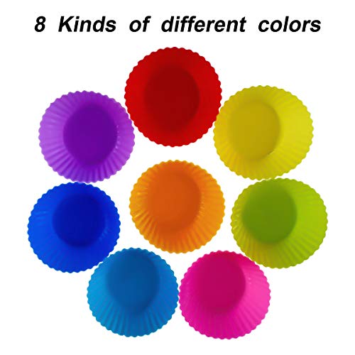 24 Pack Silicone Baking Cups Reusable Muffin Liners Non (Rainbow)