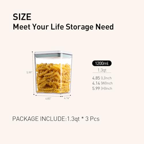 Airtight Food Storage Containers (1.3qt * 3 Pcs)