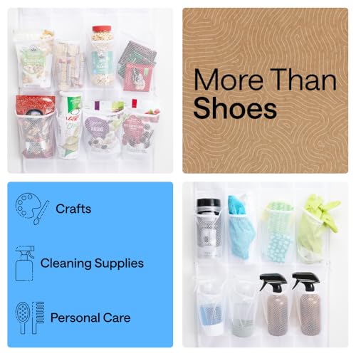 Over the Door Shoe Organizer (White / 24 Pockets/4 Hooks)