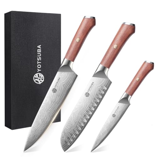 3 PCS Japanese Kitchen Knife Set with Full Tang Rosewood Handle (3pcs knife set)