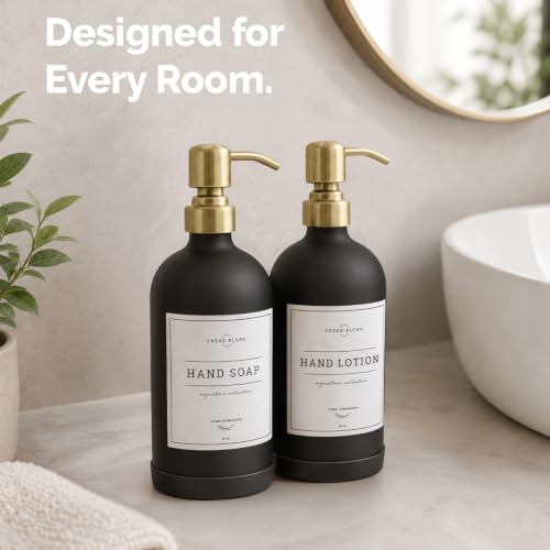 Black Glass Soap Dispenser (Matte Black Bottle / Brushed Gold Pump)