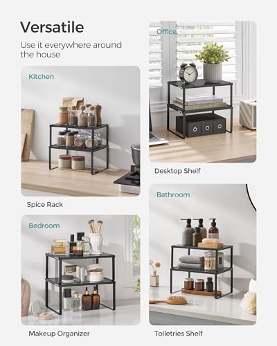 Set of 2 Metal Spice Racks (Ink Black / 2 Tiers (9"D x 12.6"W))
