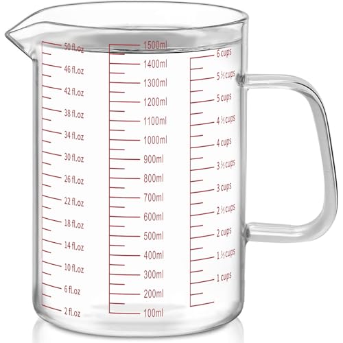 6 Cups Glass Measuring Cup (50Oz/6Cups/1.5L)