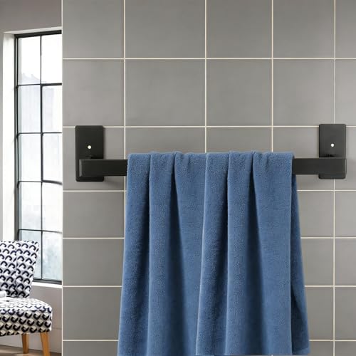 Bathroom Towel Bar Self Adhesive (Black / 16 IN)