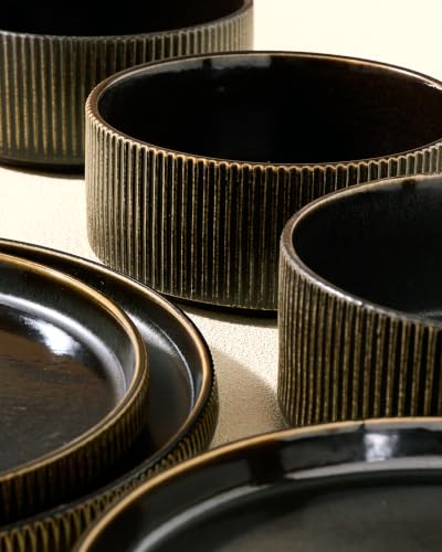 Dinnerware Set for 6 (Black/Gold)