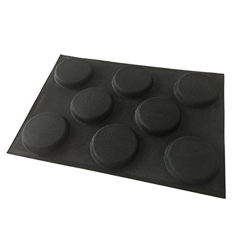 Silicone Hamburger Bread Forms Perforated Bakery Molds Non Stick Baking Sheets Fit Half Pan Size (8 Caves 4" Round Shape For Hamburger)