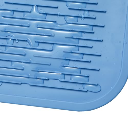 Silicone Dish Drying Mat for Multiple Usage (Lichen Blue / 36"L x 18"W)