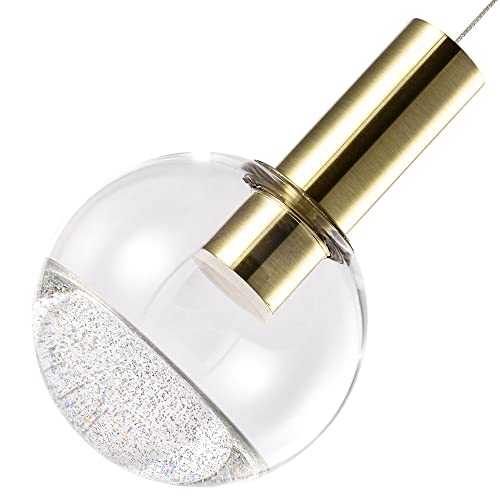 Lighting Sienna VAP2181BRS 5" Integrated LED ETL Certified Height Adjustable Pendant Light with Globe Shade