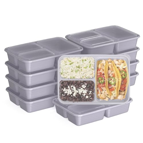 Prep 3 Compartment Meal Prep Containers with Lids (Lilac)