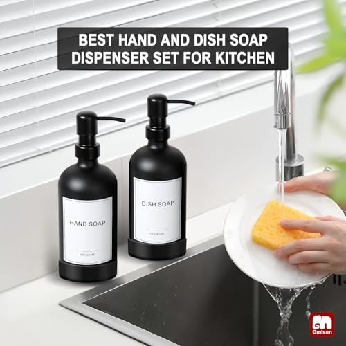 Black Soap Dispenser with Silicone Sleeve Boot (Black Bottle + Black Pump + Silicone Boot / 2 Pack)