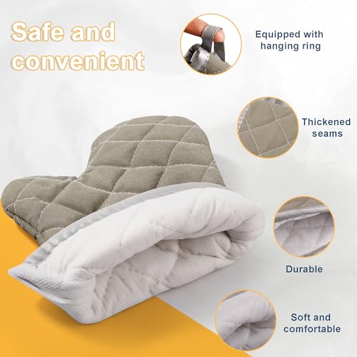 Grey 12" Quilted Oven Mitts 1 Pair Heat Resistant Kitchen (Gray / 12 Inch)