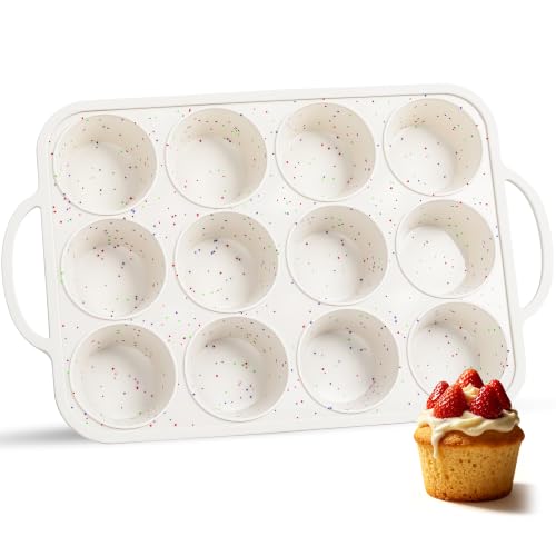 12 Cups Silicone Muffin Pans for baking with Metal Frame