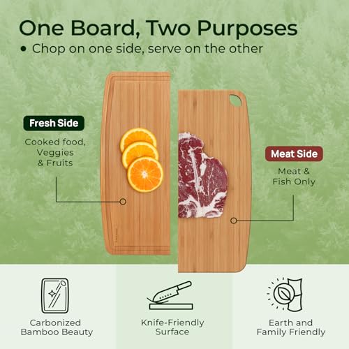 Dishwasher Safe Bamboo Cutting Boards Durable Lightweight Wood Cutting Board for Busy Kitchen (Set of 3 (Large + Medium + Small))