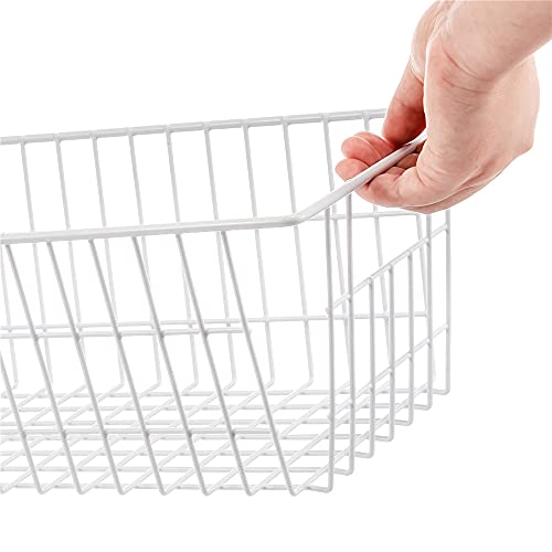 15.7" Freezer Wire Baskets Refrigerator 4 Freezer Baskets Wire Metal Storage Basket (White / 15.7"L x 7.9"W x 5.9"H)