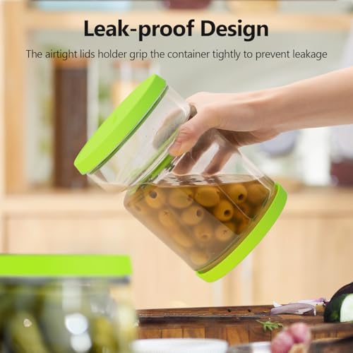 Glass Pickle Container with Strainer (Green Yellow)