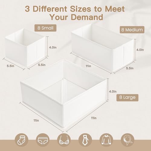 Drawer Organizer Clothes (White / 24PACK)