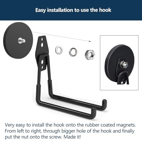Strong Magnetic Garage Hook (Large L/2Pack 32-160lbs)