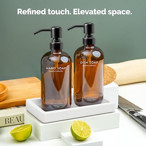 Amber Glass Soap Dispenser Set (Amber Bottle / Matte Black Pump)