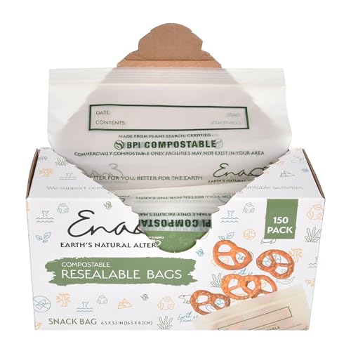 100% Compostable Food Storage Bags [Snack 150 Pack] Eco (150 Count)