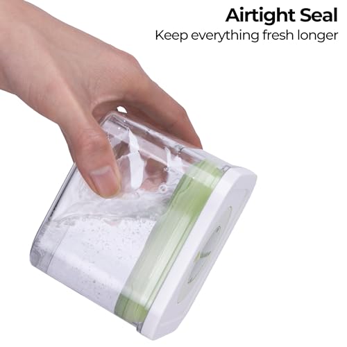 Pop Airtight Food Storage Containers with Date Recording Lids (Green-Set of 7)