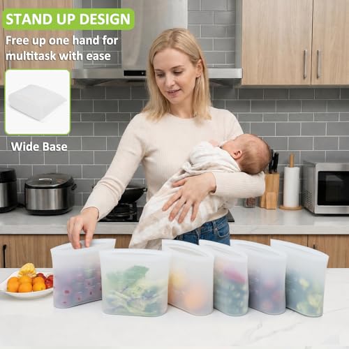 Reusable Silicone Food Storage Bags Quart 4 Pack (Translucent | Small | 4 Pack)