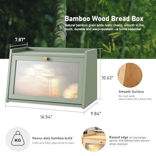 Green Bread Box for Kitchen Counter (Green / Medium-1_Tier)