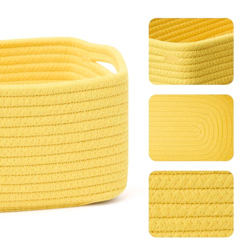 Small Storage Baskets for Organizing (4pcs-L13xW8.5xH5.1" / Yellow)