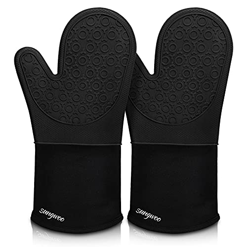 Silicone Oven Mitts (Black / 13.8in Oven Mitts)