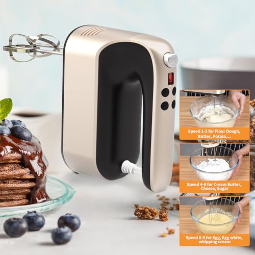 9 Speed Digital Hand Mixer Electric (Champagne Gold)