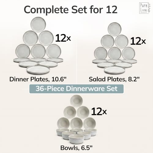 36 Piece Stoneware Dinnerware Set for 12 (Light / Beige / Set for 12 (36pcs))